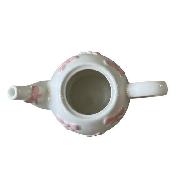 Lang Design Hand Painted Pink Bow Ceramic Teapot New - Picture 15 of 16